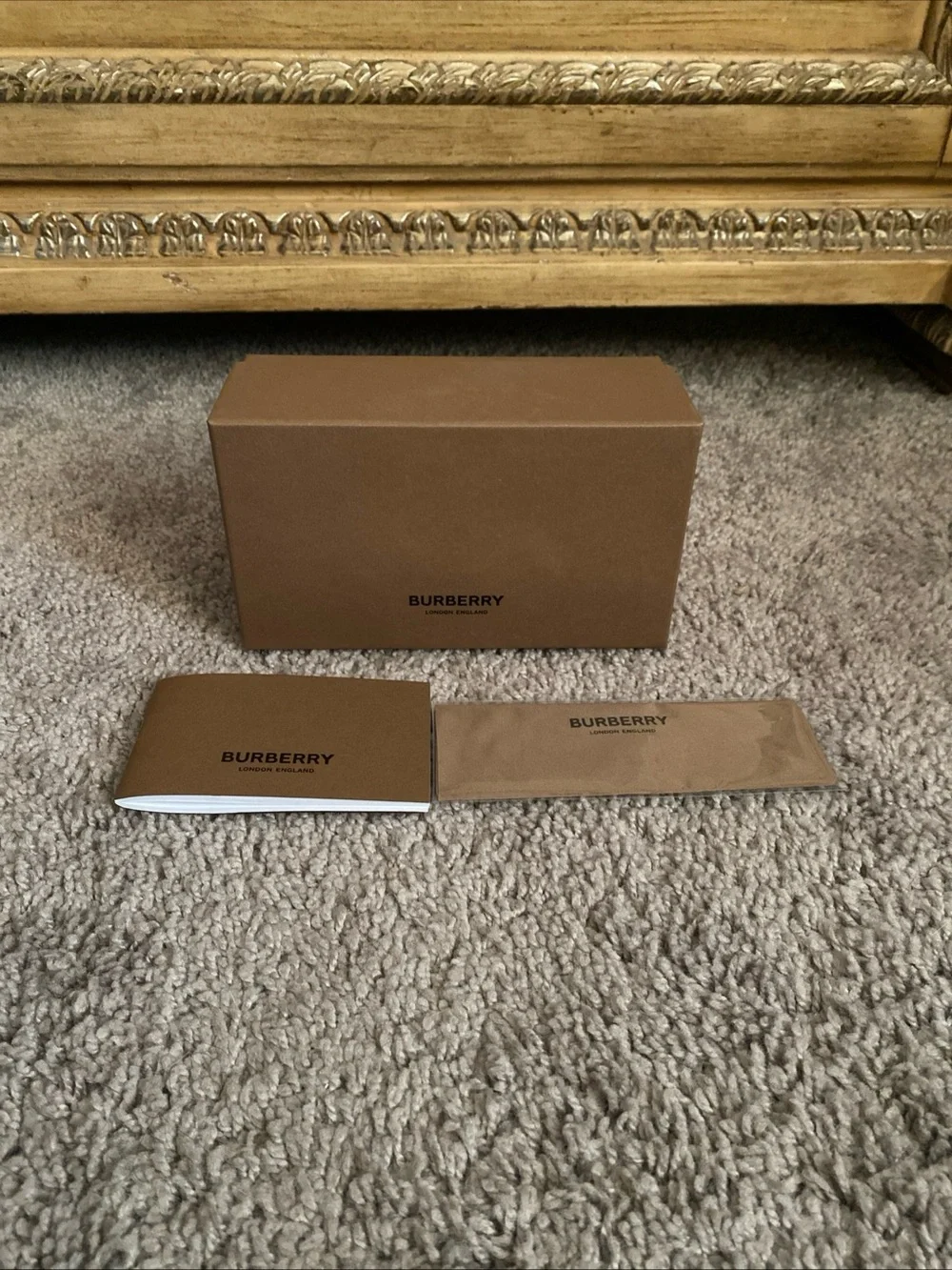 Burberry Tan and Black Branded Packaging empty box